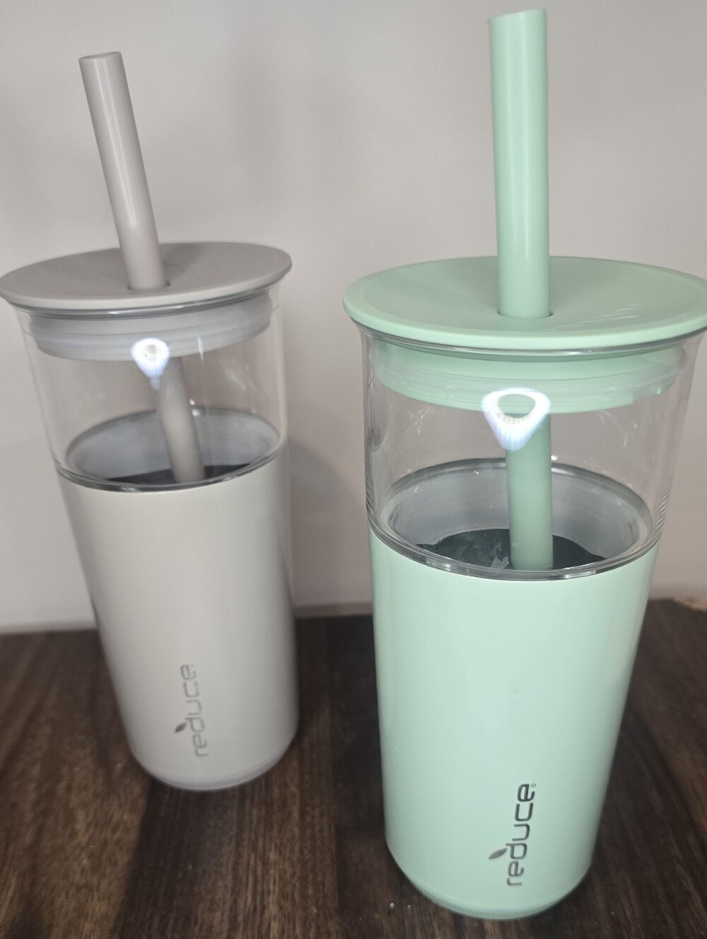 Reduce Mint and White Silicone Tumbler Set with Reusable Straws